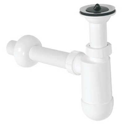 Plieger Siphon d'évier avec bonde et tuyau mural 5/4 et rosette en matière synthétique Blanc