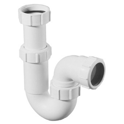 McAlpine Siphon tubulaire en plastique siphon tubulaire modèle P avec marque de qualité KOMO 40x40mm 2xraccord par collier