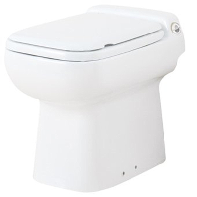 Sanibroyeur Sanicompact Luxe broyeur de fèces encastré dans cuvette de WC au sol avec abattant de WC éco+raccordement lavabo blanc