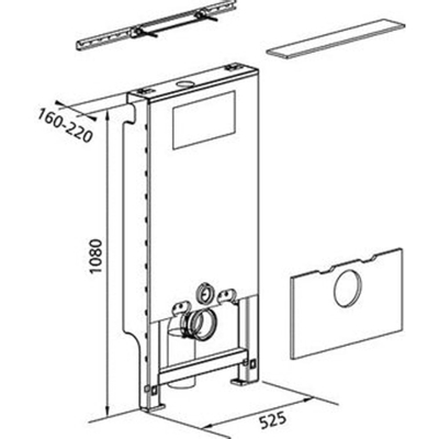 Burda Santro Élément WC avec réservoir encastré Geberit UP320 autoportant 108cm avec double chasse commande frontale largeur 52.5cm