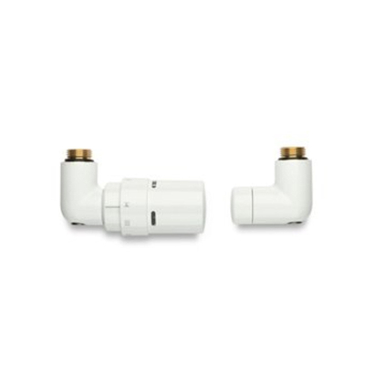Vasco Jeu de robinets coudé gauche avec tête thermostatique blanc