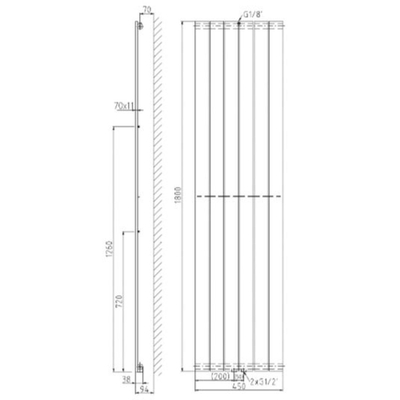 Plieger Cavallino Retto Radiateur design vertical simple 180x45cm 910watt noir DESTOCKAGE