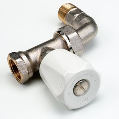 SAR Radiatorafsluiter 1 pijps systeem 1/2 recht met bocht 419GCB