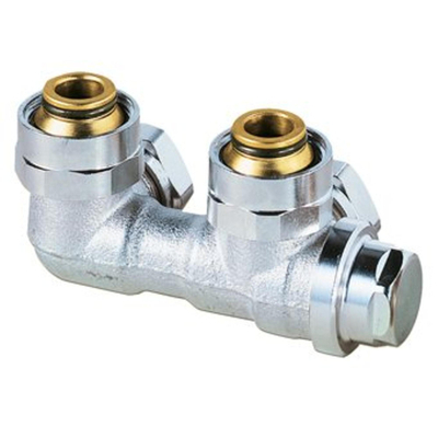 Heimeier Vekolux bloc inférieur 2 tuyaux 1/2 50mm coudé pour radiateur bi.dr.