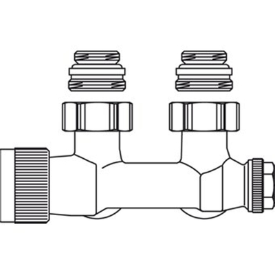 Oventrop Multiblock Raccord bas T 2 tubes 1/2 équerre Kvs = 075 m3/h