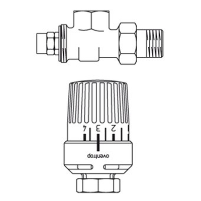 Oventrop rtl set 1/2 angle droit mauvais axial