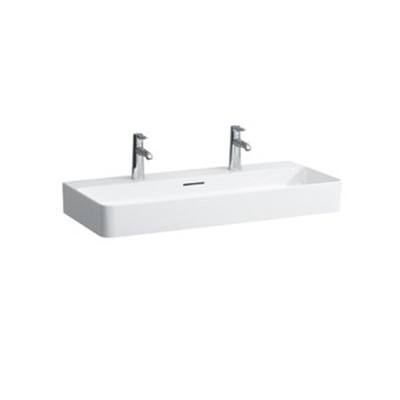 Laufen VAL lavabo-meuble 42x95x11.5cm 2 trous de robinet avec trop-plein SaphirKeramik blanc