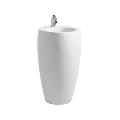Laufen Alessi One lavabo autoportant 53x53x90cm sans trou de robinetterie incl. bonde céramique lcc-blanc