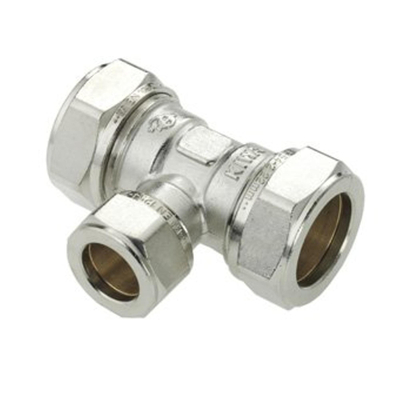 Bonfix té de réduction à compression nickelé 15x15 mmx1/2 FI gastec / kiwa