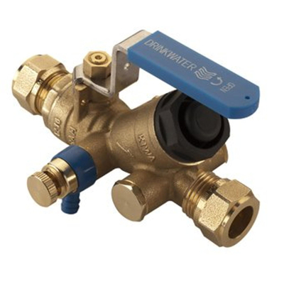Raminex Tbe ea es dispositif anti-refoulement clapet anti-retour contrôlable et remplaçable classe 22x22mm pinch dn20 avec vanne à bille et vanne d'arrêt kiwa