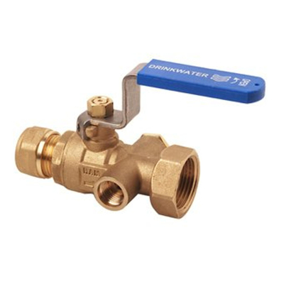 Raminex s28 robinet a bille kiwa avec dispositif de vidange bouton x pivot 22x3/4 dn15 levier kiwa bleu