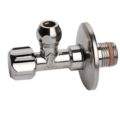 Raminex Robinet d'arrêt d'angle standard chrome 1/2 bux10mm à compression pour lavabo bidet et réservoir de WC kiwa