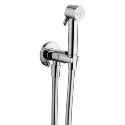 Raminex Tuka Tuka ensemble de douche toilette/bidet avec douchette à main avec bouton marche/arrêt 1/2 avec flex de douche 100cm + support mural avec robinet intégré chromé