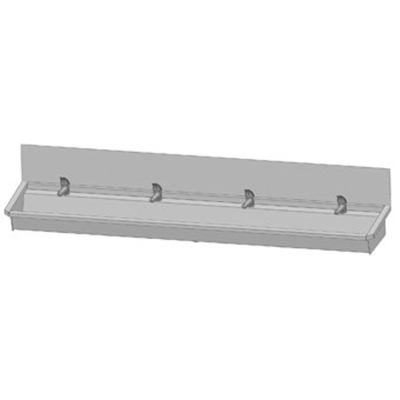 Intersan Sanilav auge de lavage avec crédence 240cm avec 4 robinets mélangeurs monocommande inox 304