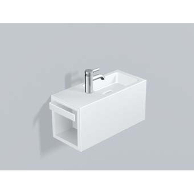 Alape WP.XS2 Set lave mains avec bonde de vidage 60x26.8cm sans trop plein trou pour robinetterie gauche vasque droite Blanc