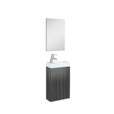 Plieger Senza toiletmeubel met 1 deur met spiegel 40cm met omkeerbare keramische wastafel antraciet TWEEDEKANS