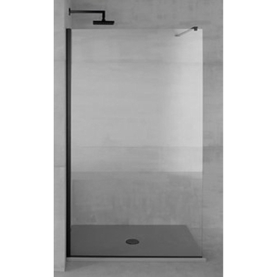 Plieger Panorama Paroi de douche 6mm 118/120x200cm sans barre avec fixation Noir/verre gris fumé