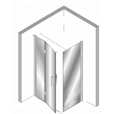 Plieger Panorama douchewand 120cm + vouwdeur 80cm met muursteun vierkant 100cm en vloerprofiel chroom