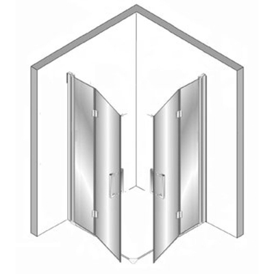Plieger Panorama vouwdeur 80cm + vouwdeur 80cm met vloerprofiel chroom