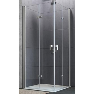 Huppe Design pure 2 delige vouwdeur sft links 100x200cm matzilver helder glas