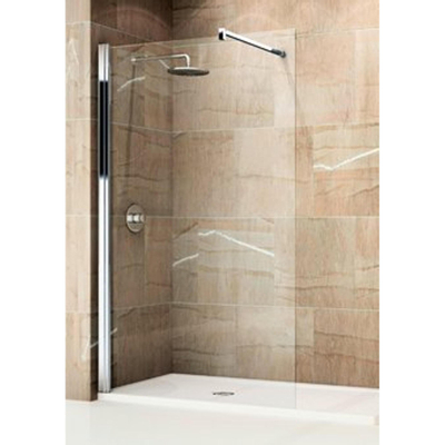 Novellini Giada Douche à l'italienne 118-120x195cm avec support mural 100cm profilé chrome mat et verre clair