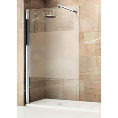 Novellini Giada Douche à l'italienne 98-100x195cm avec support mural 100cm profilé chrome mat et verre bande satinée