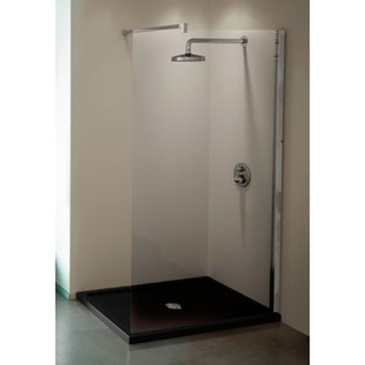 Novellini Kuadra paroi fixe h pour douche à l'italienne walk 2 117/120x200cm avec support mural 100cm profil chromé et verre clair