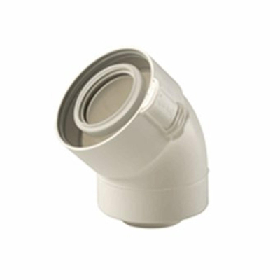 Ubbink Rolux coude d'évacuation des fumées 80/125mm 45° PP, concentrique blanc