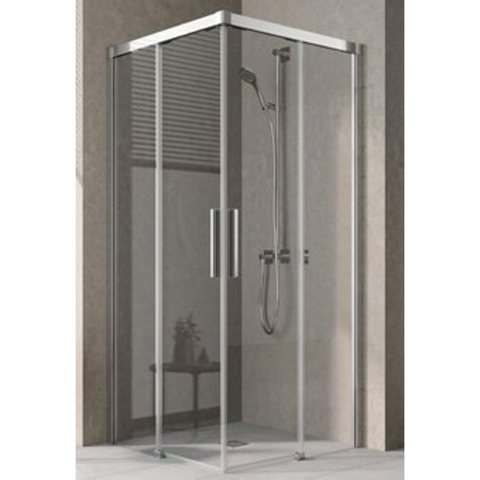 Kermi Nica porte coulissante 2 parties pour entrée d'angle sans profilé de fond (par partie) pour receveur de douche 100x200cm gauche argent brillant/transparent SW105085