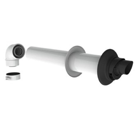 Burgerhout HR geveldoorvoer concentrisch met adapter 2xø60mm ø100mm PP rookgaspijp zwart/wit 1400102