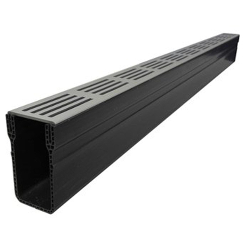 Aco Slimline sleufgoot inclusief designrooster 100cm voor tuinafwatering kunststof zwart SW99082