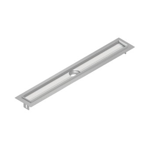 Aco FlexDrain E ShowerDrain Caniveau de douche en acier inoxydable rehausse avec bride périphérique 587mm (sans grille/siphon/piège à odeurs) avec sortie verticale SW224245