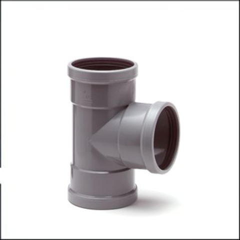 Wavin raccord en T à manchon PVC 90° 110x110mm 2xmanchon+1xembout mâle 2110741