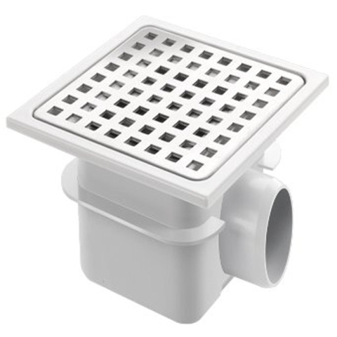Van Den Berg siphon de sol ABS avec grille en inox 15x15 avec sortie latérale 40mm GA91308