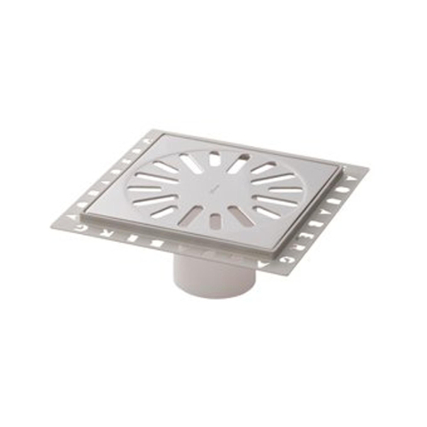 Aquaberg ABS kunststof renovatieput met RVS rooster incl. twee reukafsluiters 146x146mm inbouwhoogte 7mm SW63282