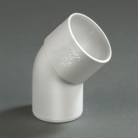 Dyka PVC lijm bocht wit 45° 32mm mof/spie wit 2300119
