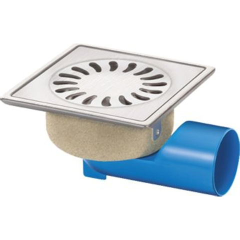 Van den Berg Siphon de sol en inox avec sortie latérale/inférieure 50mm 126x126mm faible hauteur de montage garde d'eau 30mm SW55360