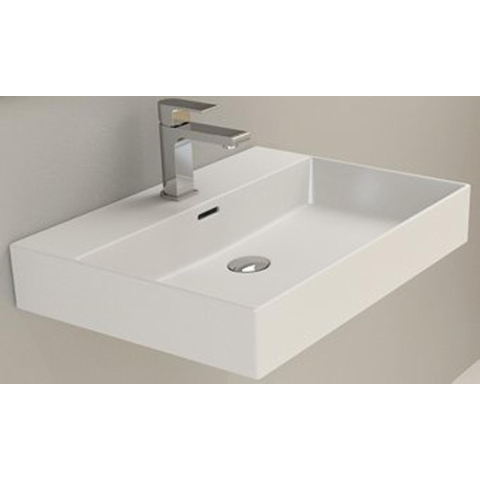 Plieger Kansas wastafel - 60x46.6x12cm - 1 kraangat - mat wit SW160108