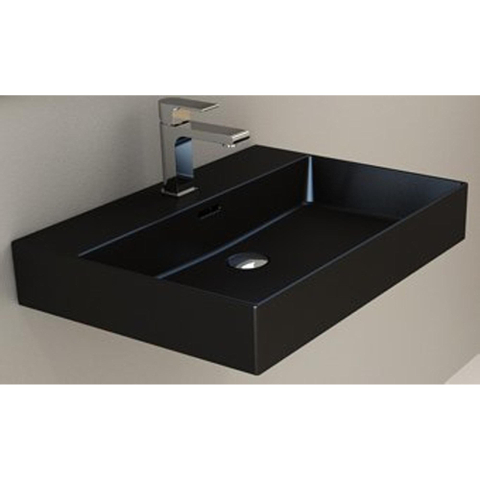 Plieger Kansas wastafel 1 kraangat met overloop 60x46.6cm matzwart SW160109