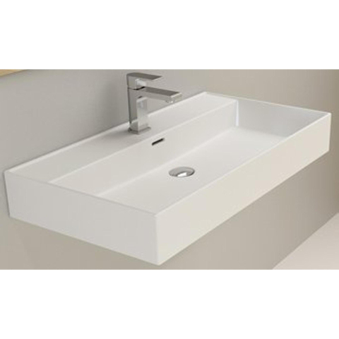 Plieger Kansas wastafel - 80x46.6x12cm - 1 kraangat - mat wit SW160111