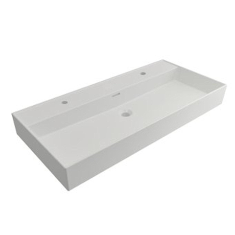 Plieger Kansas wastafel - 100x46.6x12cm - 2 kraangaten - mat wit SW160117