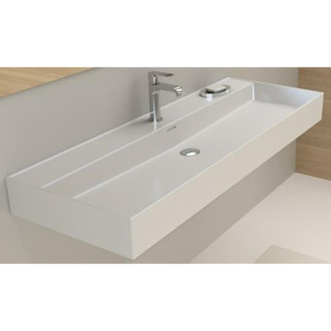 Plieger Kansas lavabo 2 trous de robinet avec trop-plein 120x46,6cm blanc mat SW160120