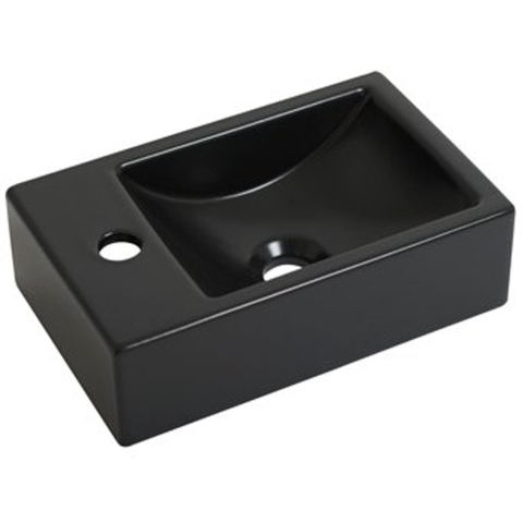 Plieger Houston lave-mains - 37x23x11cm - trou robinet gauche - sans trop-plein - noir mat SW161794