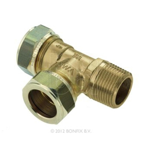 Bonfix messing knel T stuk verlopend buitendraad 15x15mmx1/2 gastec / kiwa 3010800