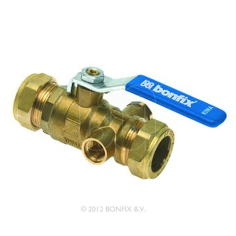 Bonfix robinet-vanne à boisseau sphérique avec orifice de purge à raccord à compression 15mm kiwa 3017458