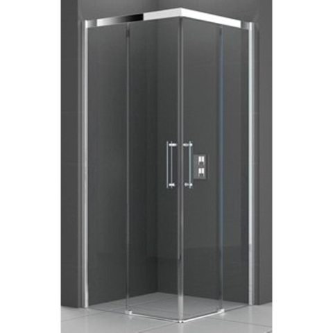 Novellini Rose une douche d'angle avec portes coulissantes 97/100x200cm profil chrome et verre transparent 0335368