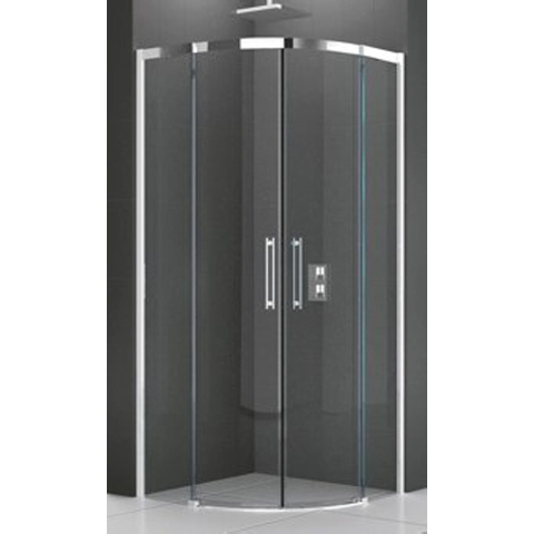 Novellini Rose r cabine de douche quart de rond avec portes coulissantes 90x90x200cm profil chrome mat et verre transparent 0335378
