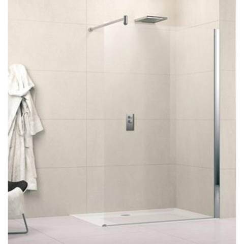 Novellini Lunes inloopdouche H 108 110x195cm met muursteun 100cm mat chroom profiel en helder glas 0335647