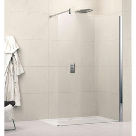 Novellini Lunes paroi de douche à l'italienne H 88 90x195cm avec barre de fixation murale 100cm profil chromé mat et verre transparent LUNESH901B 0335643