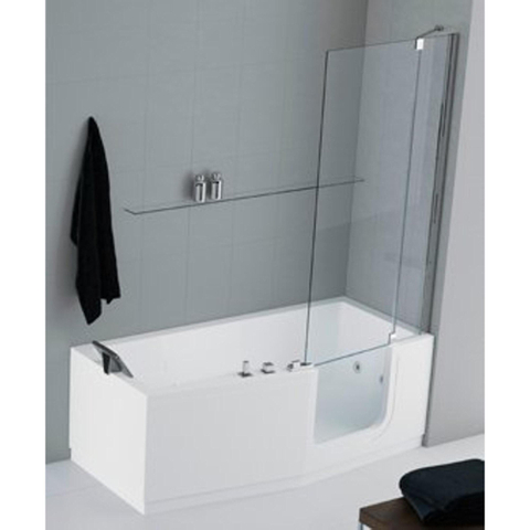 Novellini Iris paroi de baignoire Combi avec segment fixe droit 86x150cm profilé chrome et verre transparent 0335659